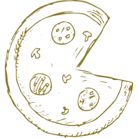 Icon style traditionnel & dessiné main d'une part de pizza