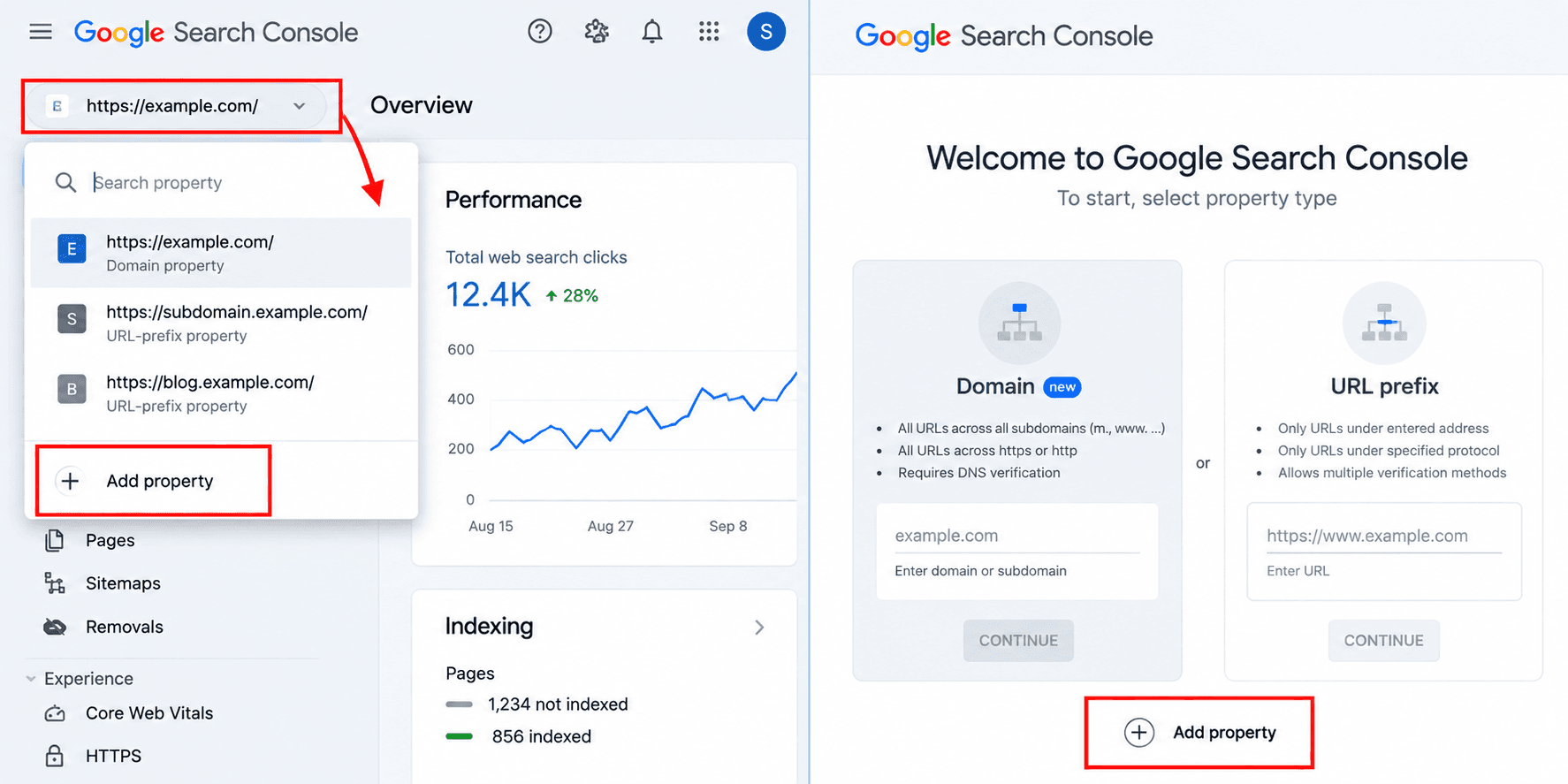 Adding a property to Google Search Console
