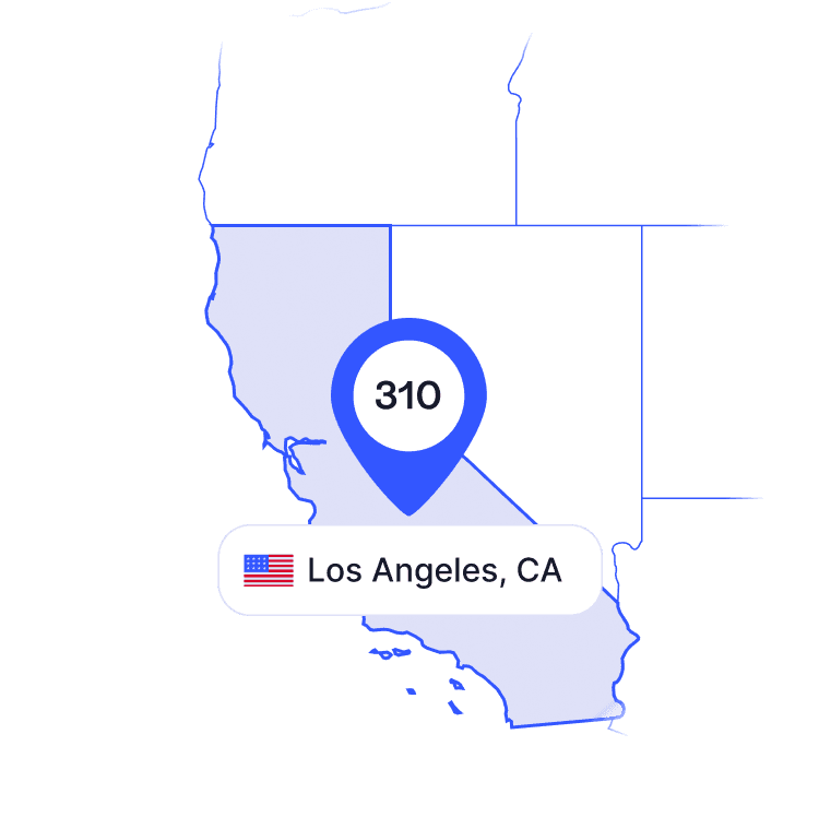 US map of 310 area code phone numbers and its coverage region