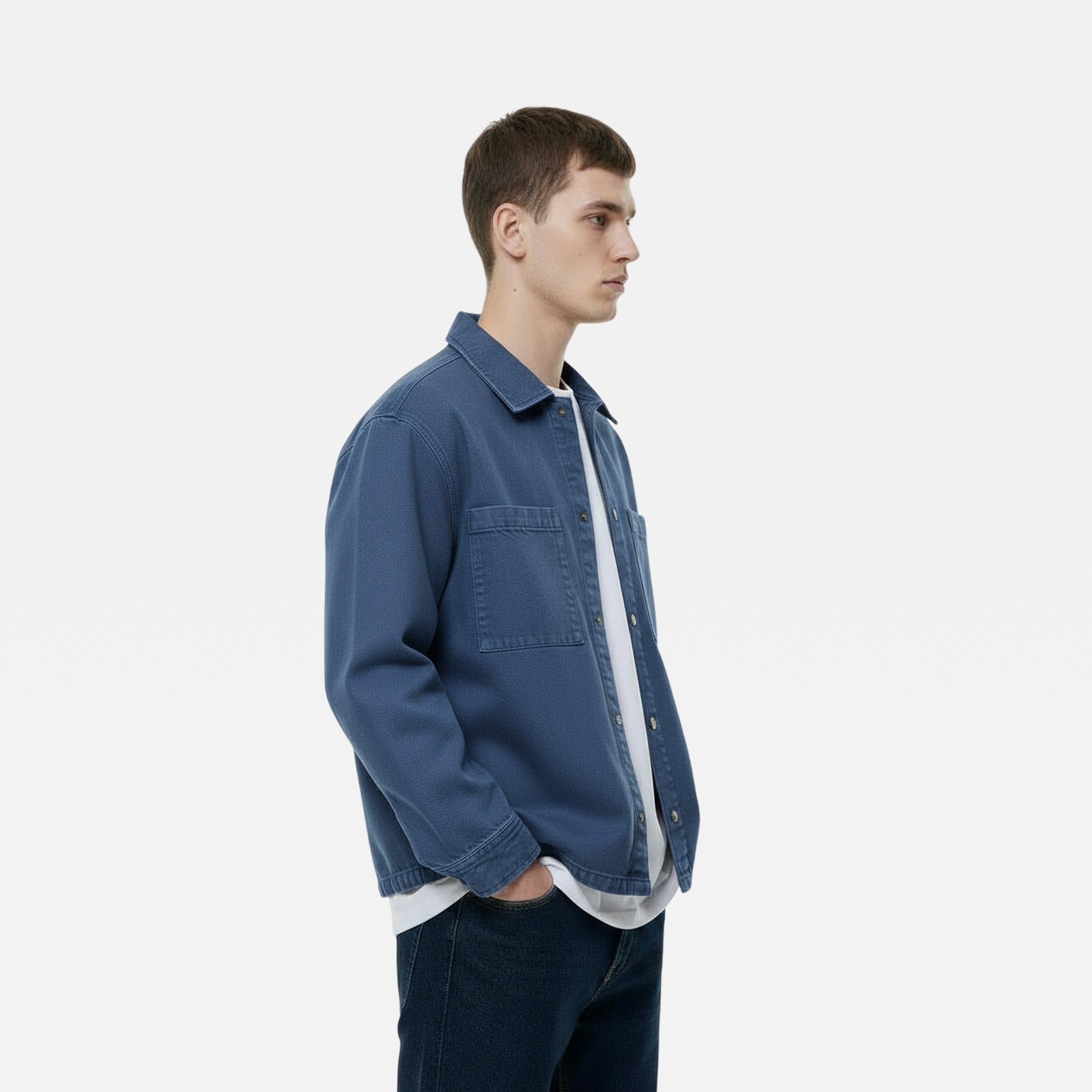 Man wearing a blue jacket