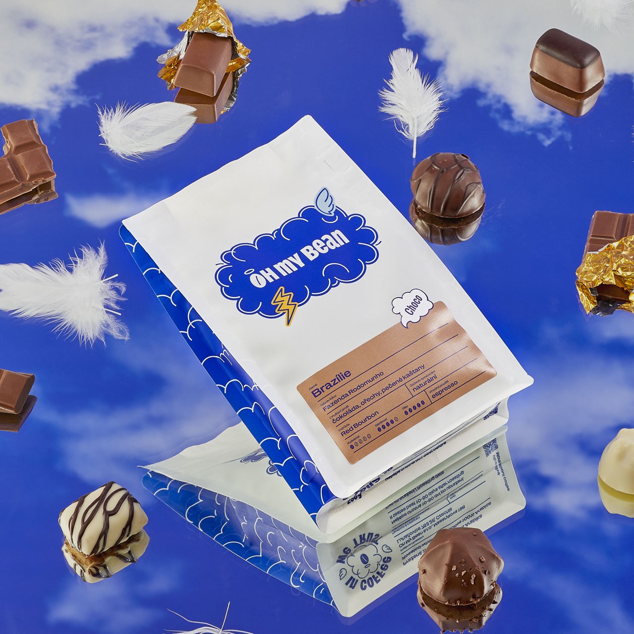 Oh My Bean Brazil specialty coffee packaging with chocolate flavour profile, designed by SLOWRAT