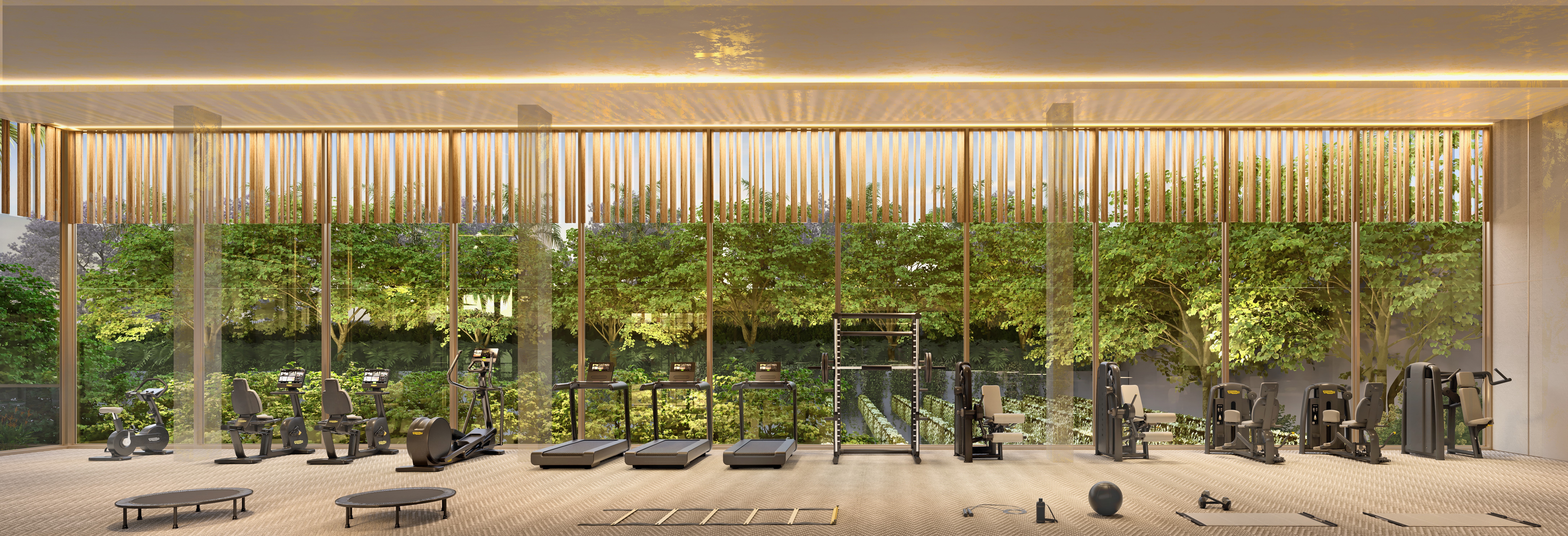 Curved modern skyscraper against a clear blue sky.