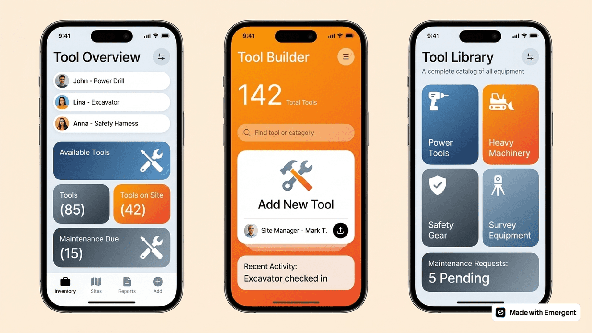 Construction Tool Tracking App Made With Emergent
