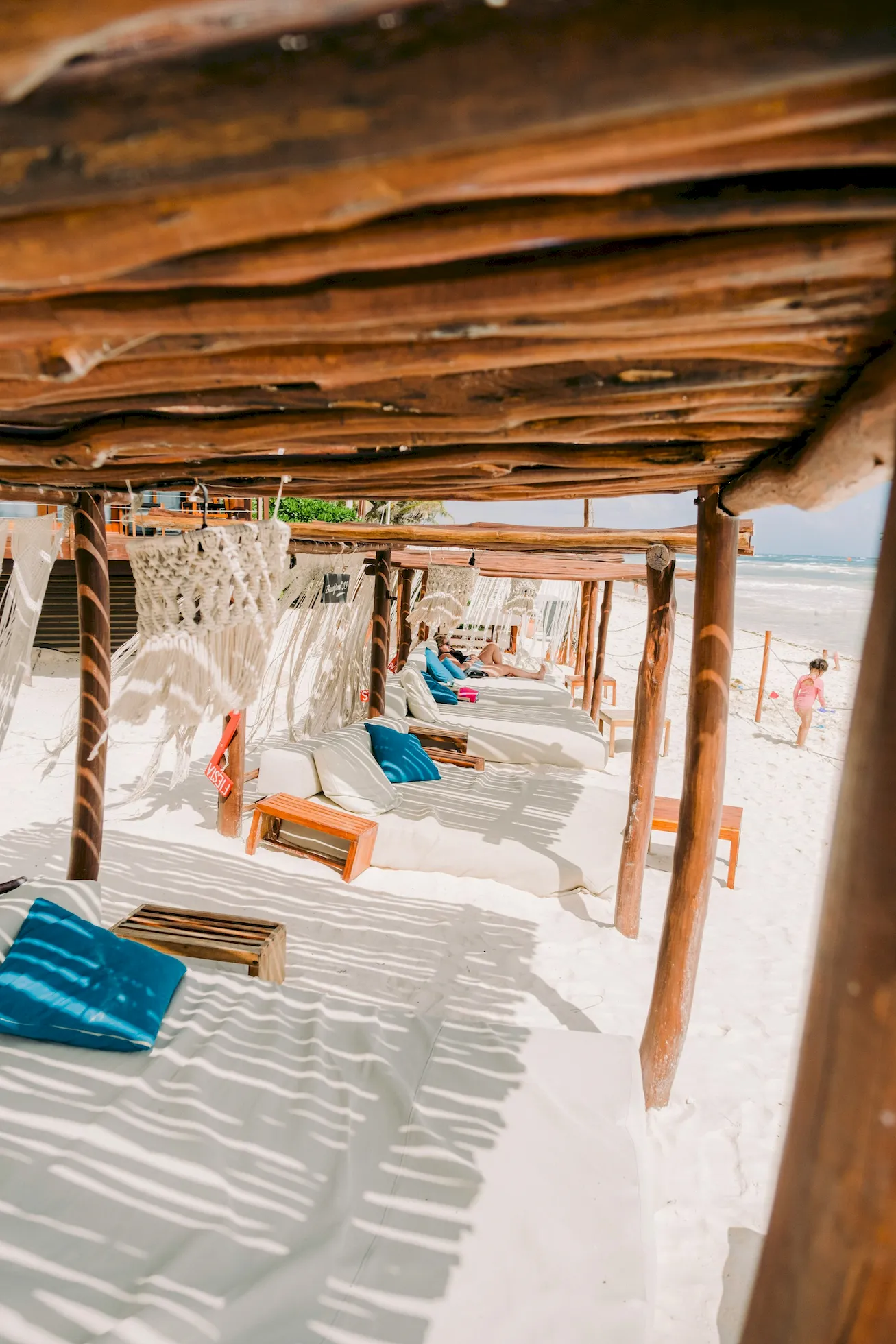 Cancun shaded beach beds