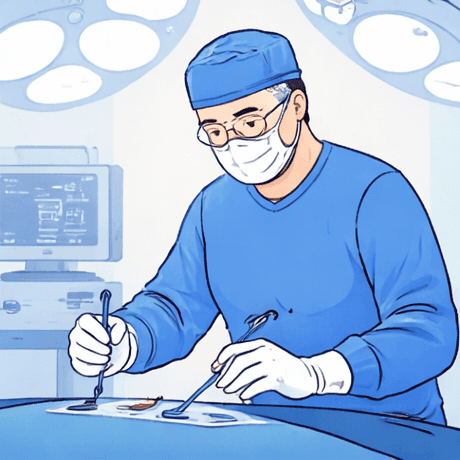 The surgeon completes the procedure