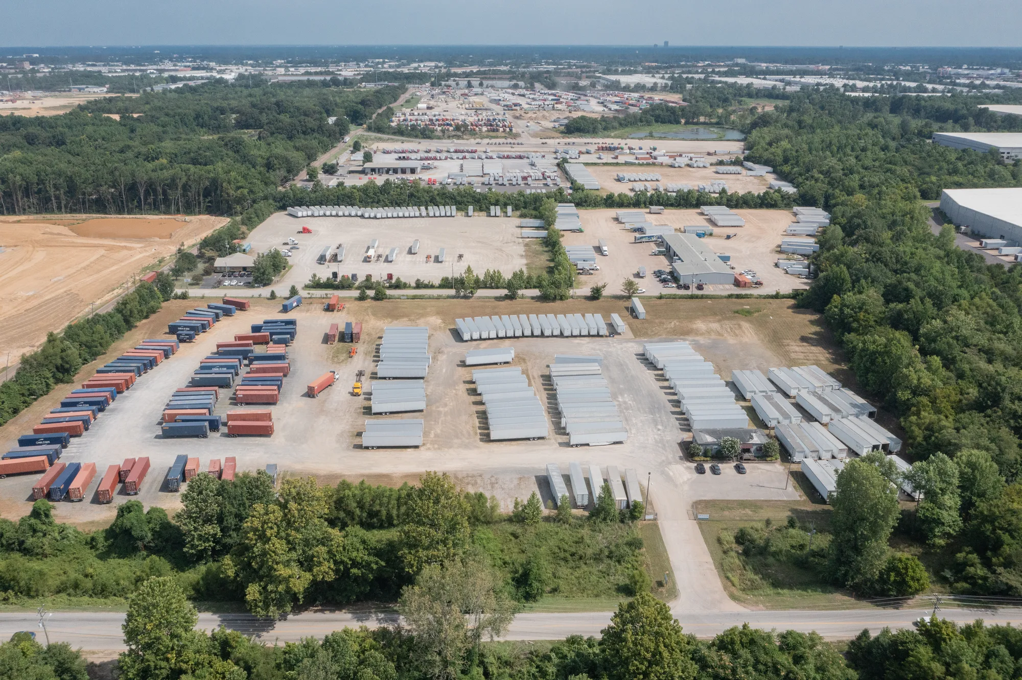 Aerial view of the industrial outdoor storage site at 4400 E Holmes & 5176 Malone Road, Memphis, TN