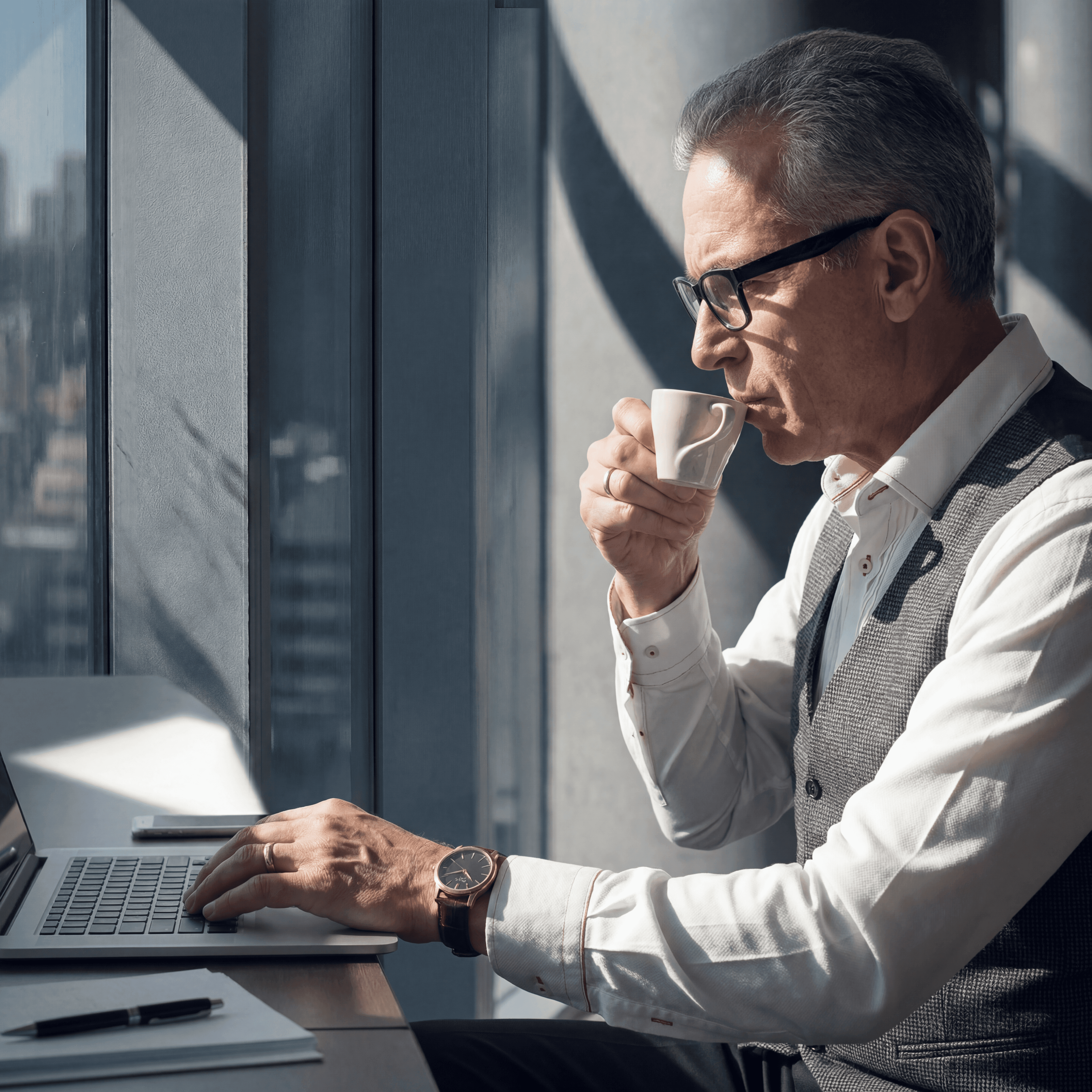 three men sitting on chair beside tables