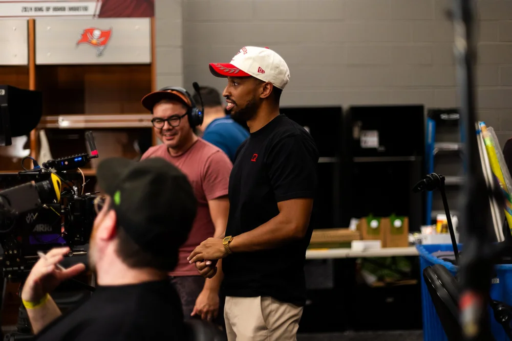 Top view of coffee can mockup with bold black typography on white background