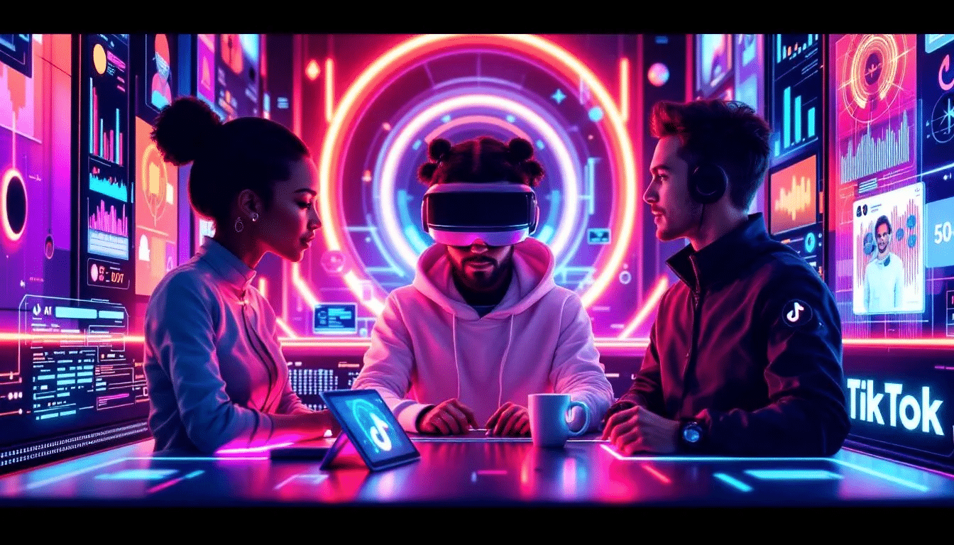 Des influenceurs IA en action sur TikTok, utilisant des outils d'intelligence artificielle.