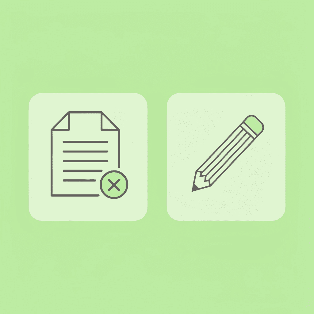 Before panel shows generic template essay, after panel shows personalized essay with checkmark