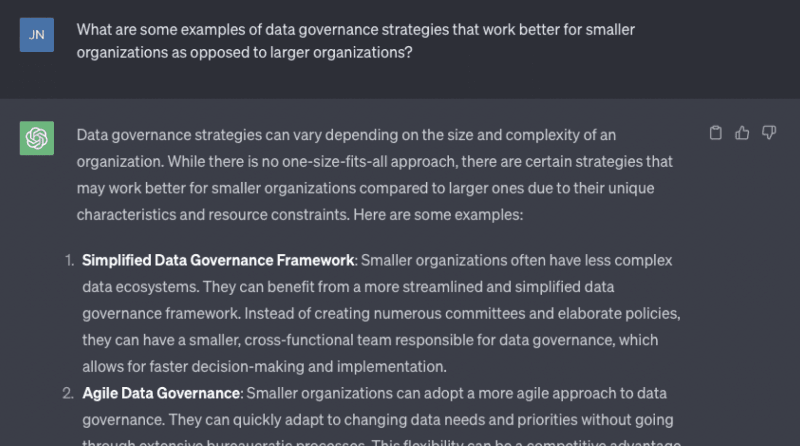 ChatGPT brainstorming for data strategy