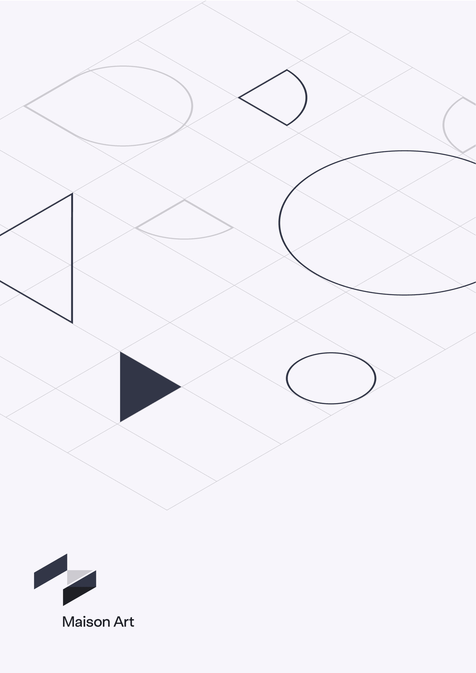 Maison Art brand visual using geometric forms and grid system.