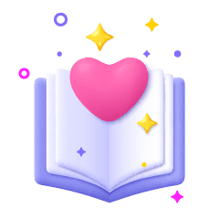 icon opened book with a heart