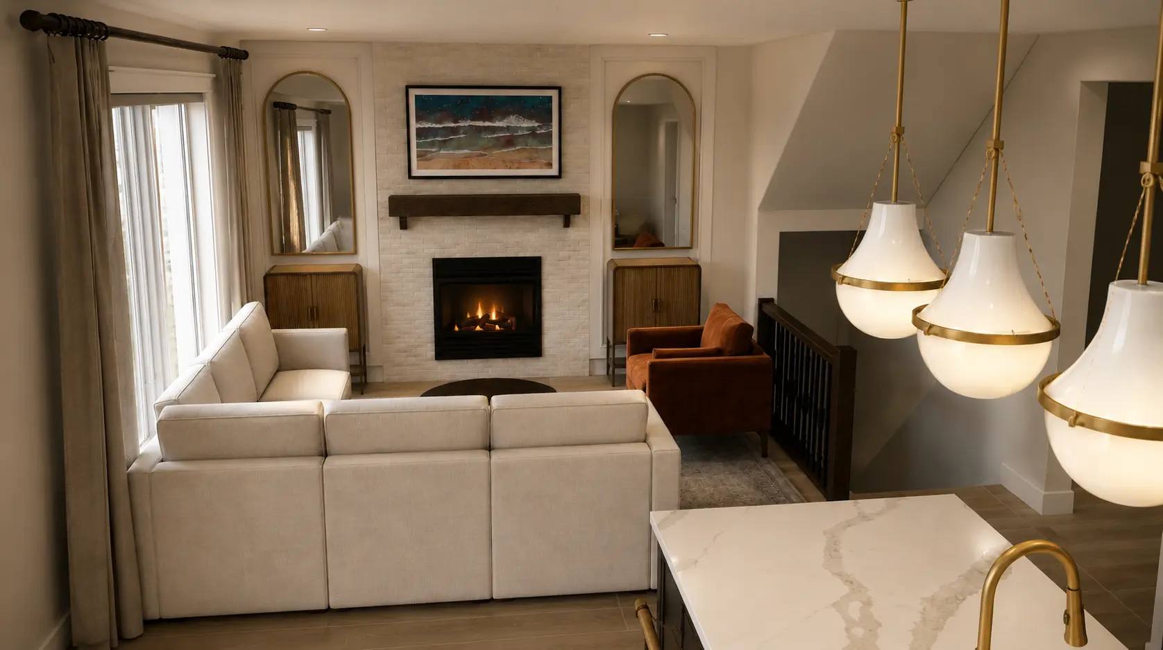 Project gallery image highlighting warm natural materials and modern tailored finishes and thoughtful residential interior design selections by Mint Interior Design.