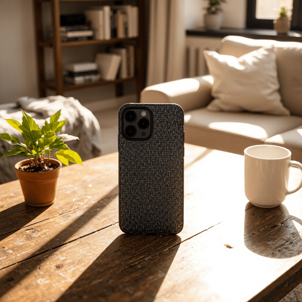 product photography of a wallet case for a smartphone, designed for protection and storage