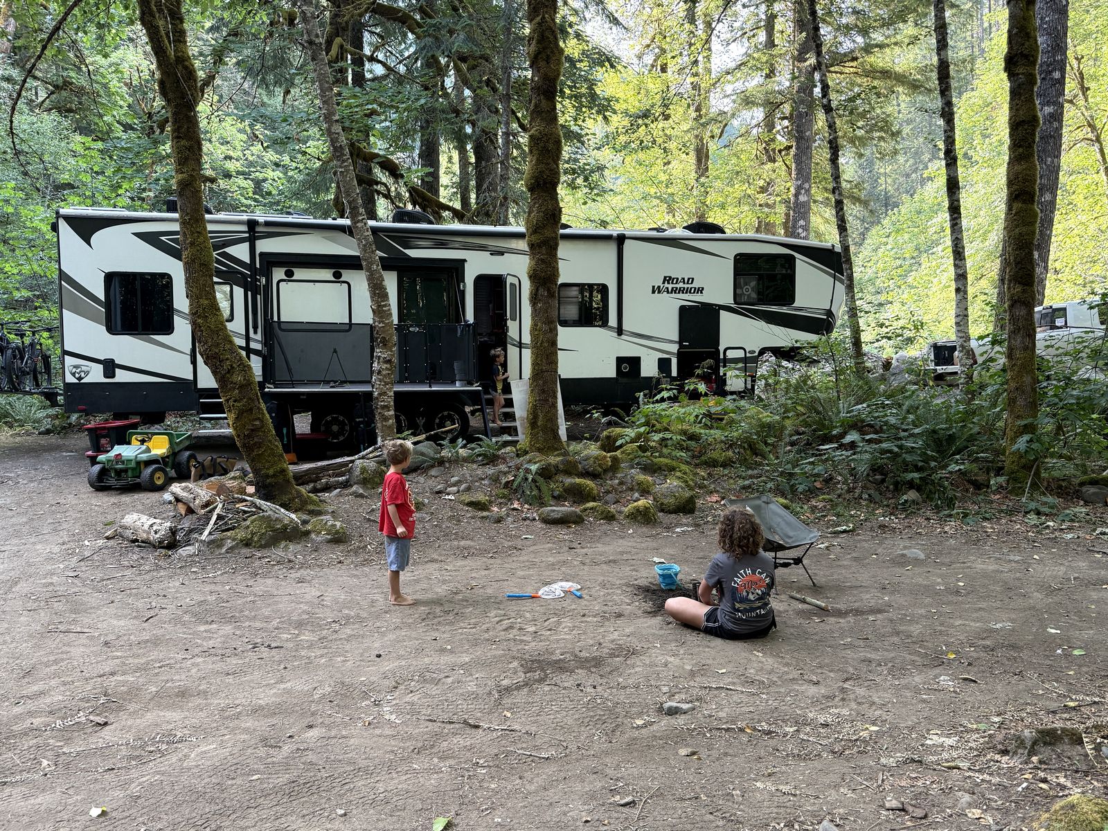 Our boondocked campsite along Skate Creek Road near Packwood, Washington
