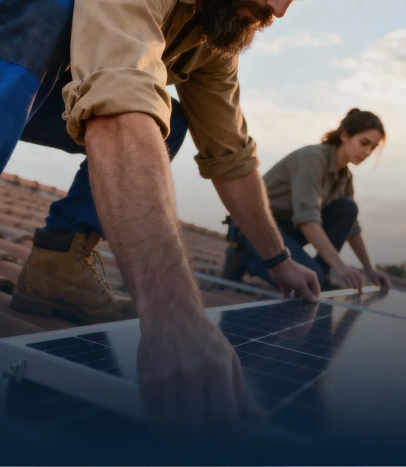 solar workers on roof