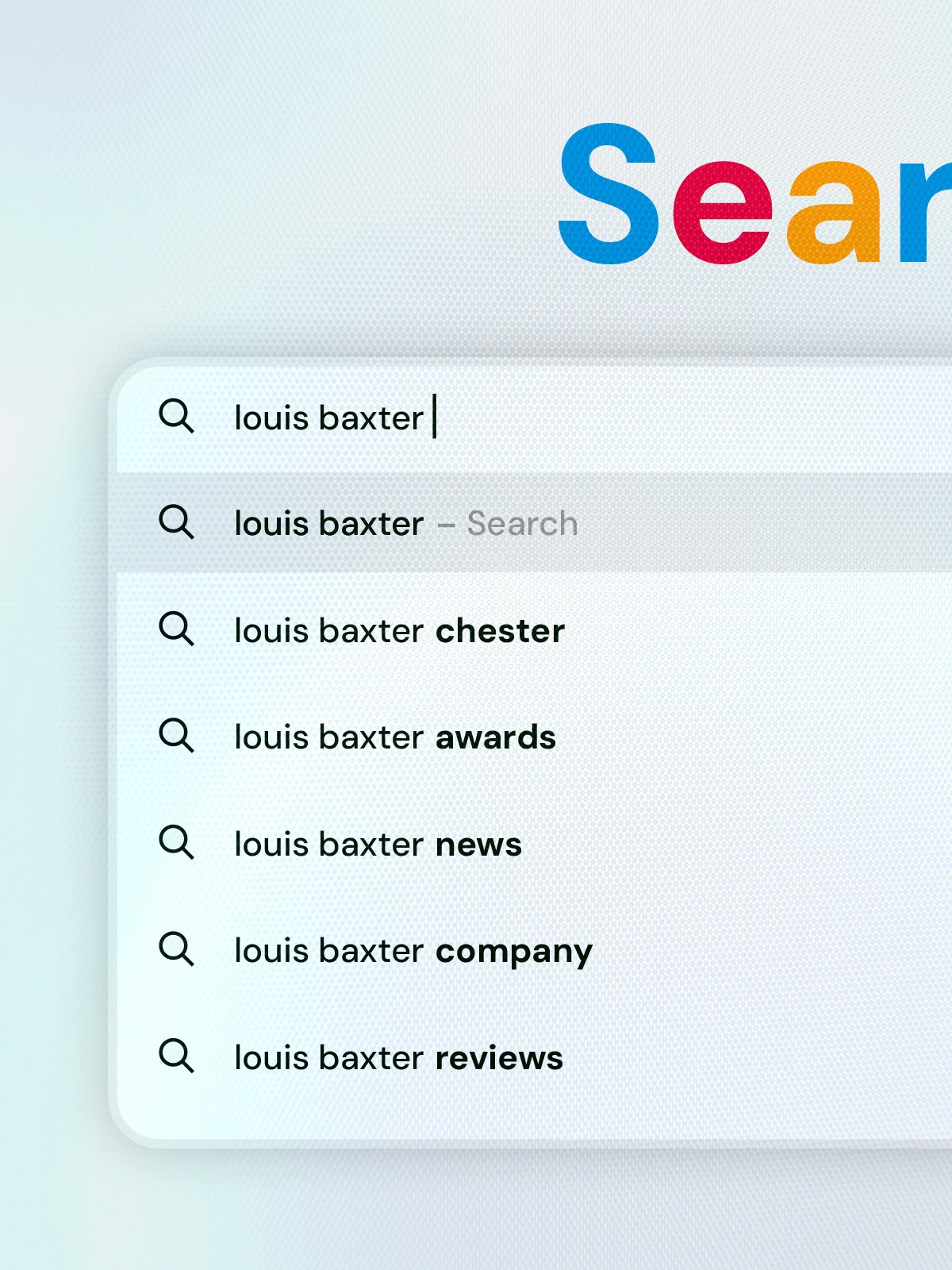 'louis baxter' typed into search engine