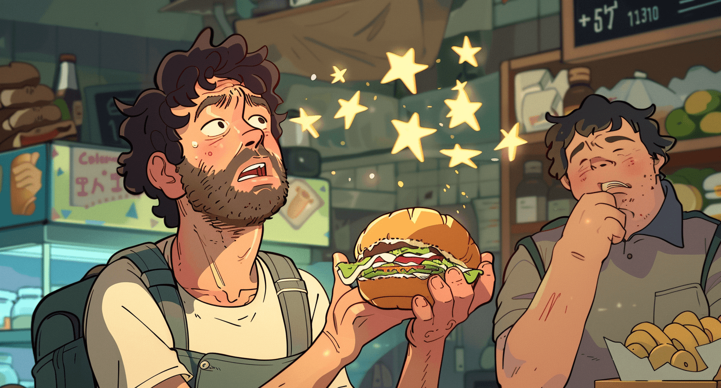 Man trying to buy a sandwhich with stars obatined for his Github repository.