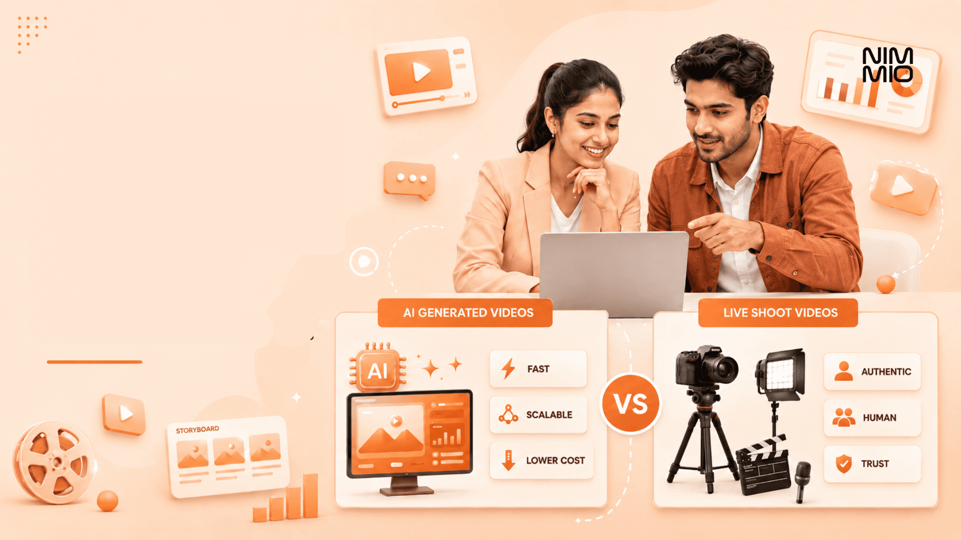 ai generated video vs live shoot video