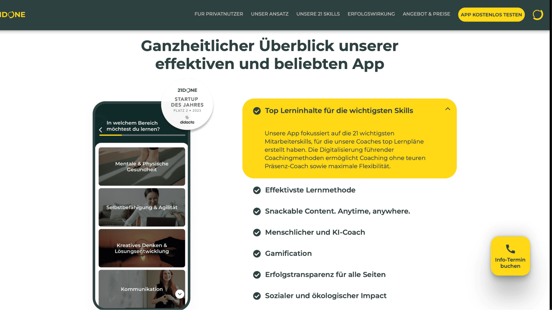 21done Landing Page Beispiel