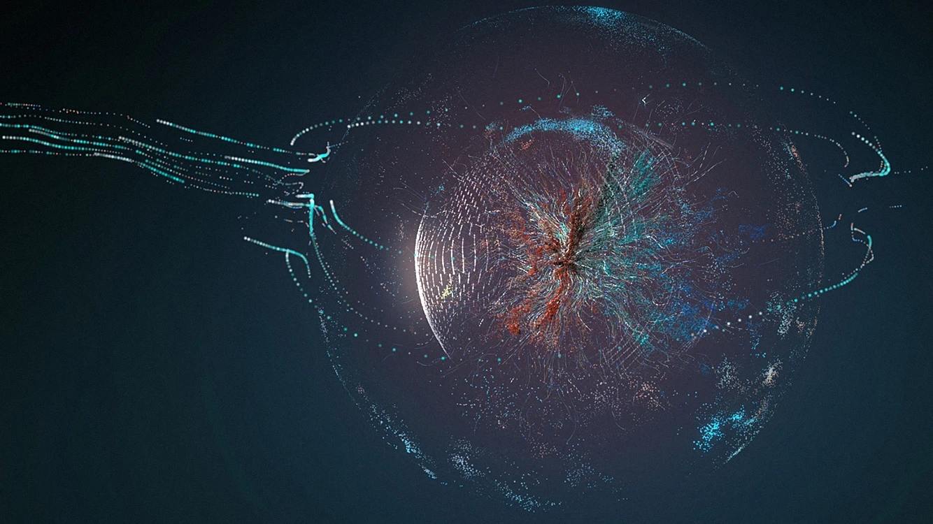Particle galaxy illustrating global energy networks