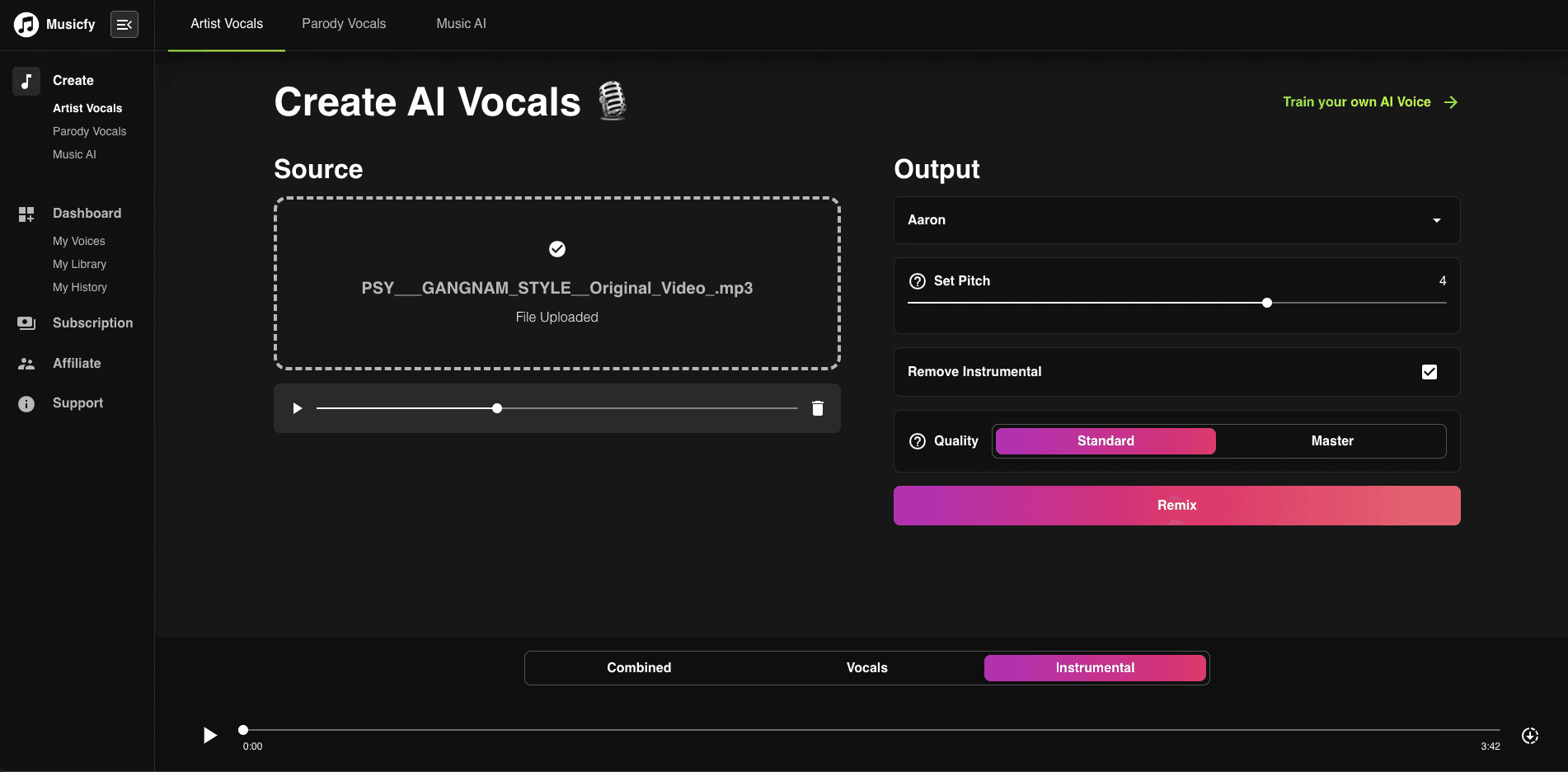 Musicfy's Free and Legal AI Singing Tool