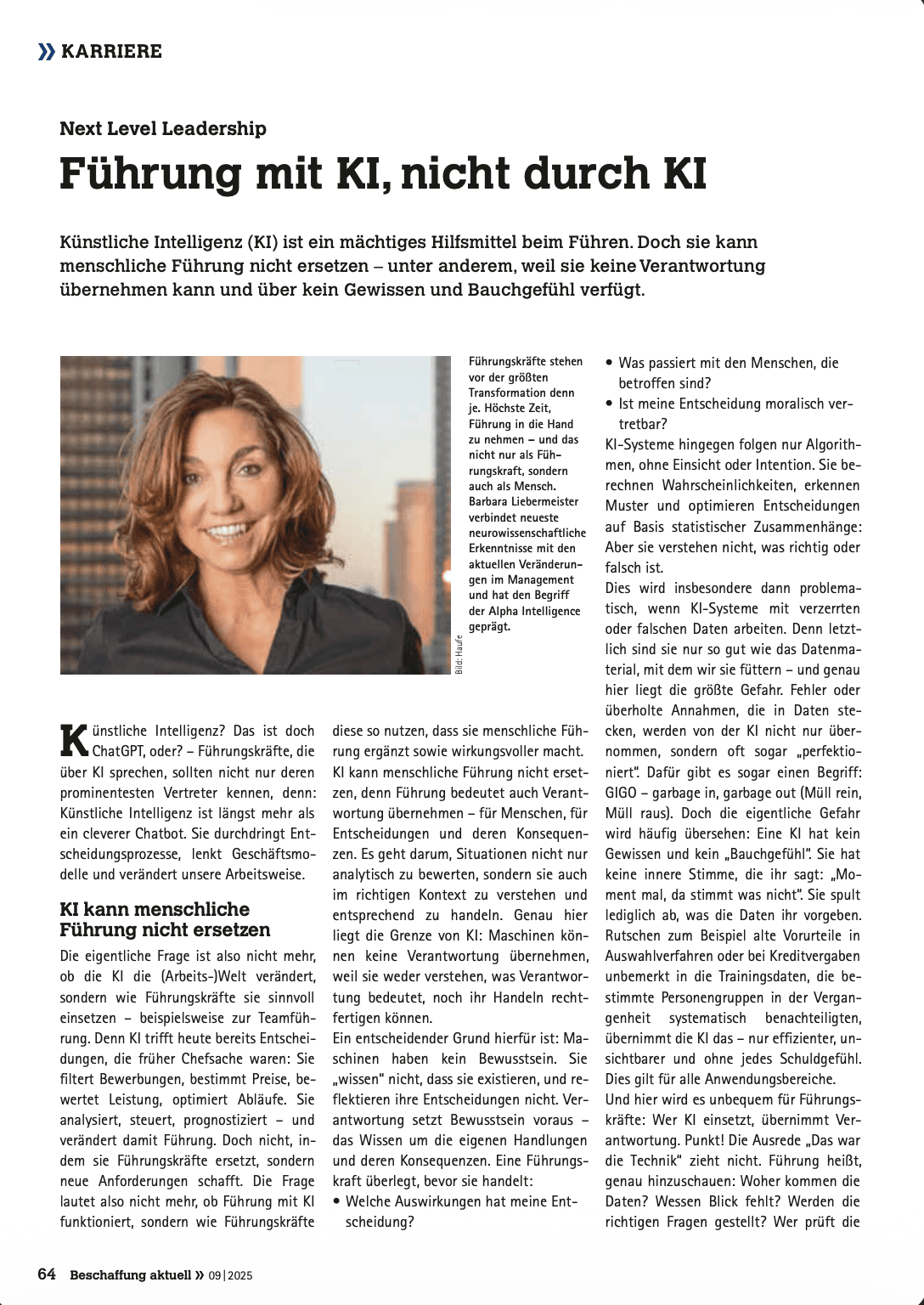 Cover: Führung mit KI, nicht durch KI