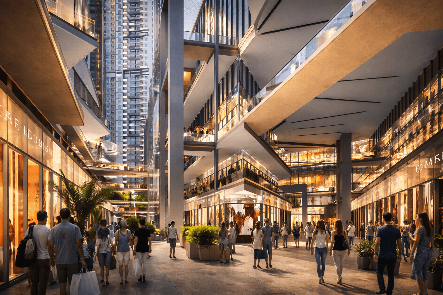 Modern high-street retail boulevard with double-height shops in Sector 65 Gurugram