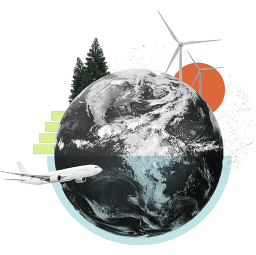 Collage illustration representing global carbon management