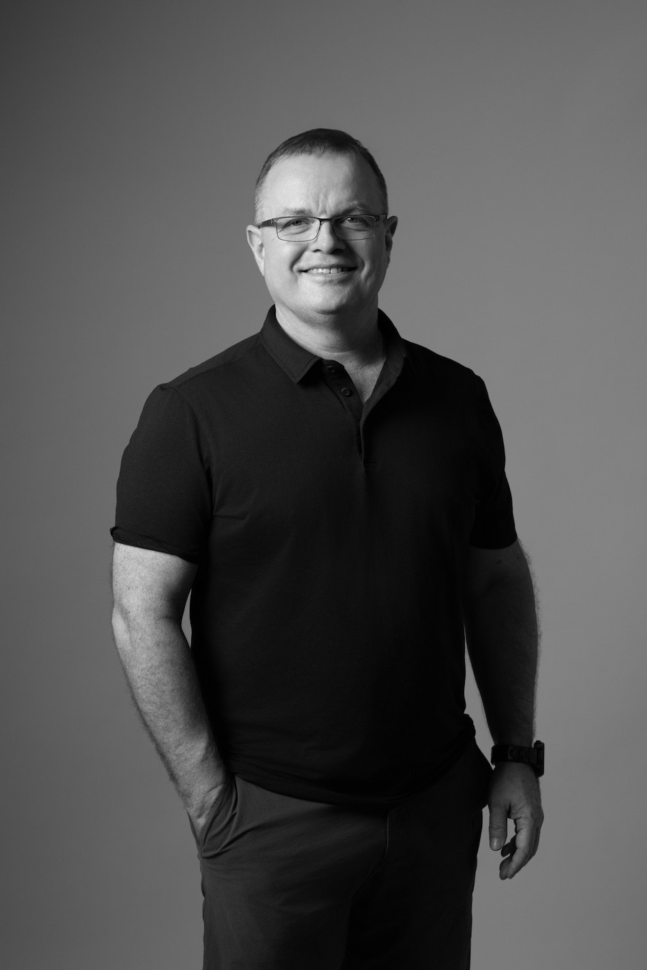 Professional portrait of Matt Feldmann from Fundcycle Law, expert legal consultant for startups and venture capital, monochrome studio photography.