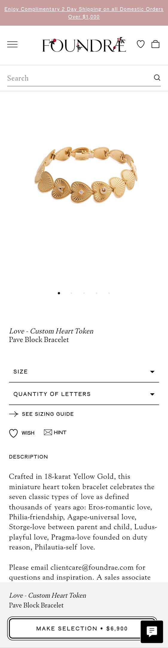 Jewelry product options include: bracelet for Love - Custom Heart Token : Pave Block Bracelet from FoundRae.