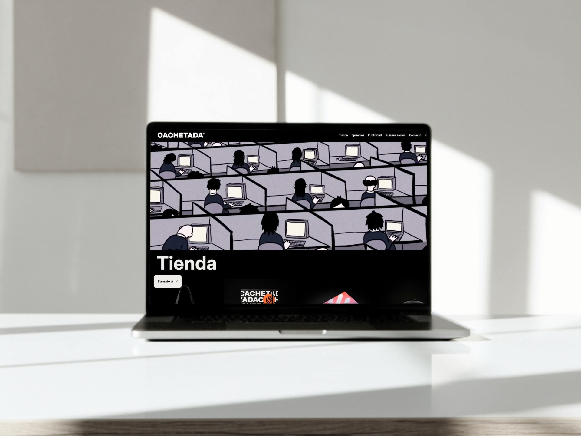 Cachetada's website displayed in a Mabook Pro