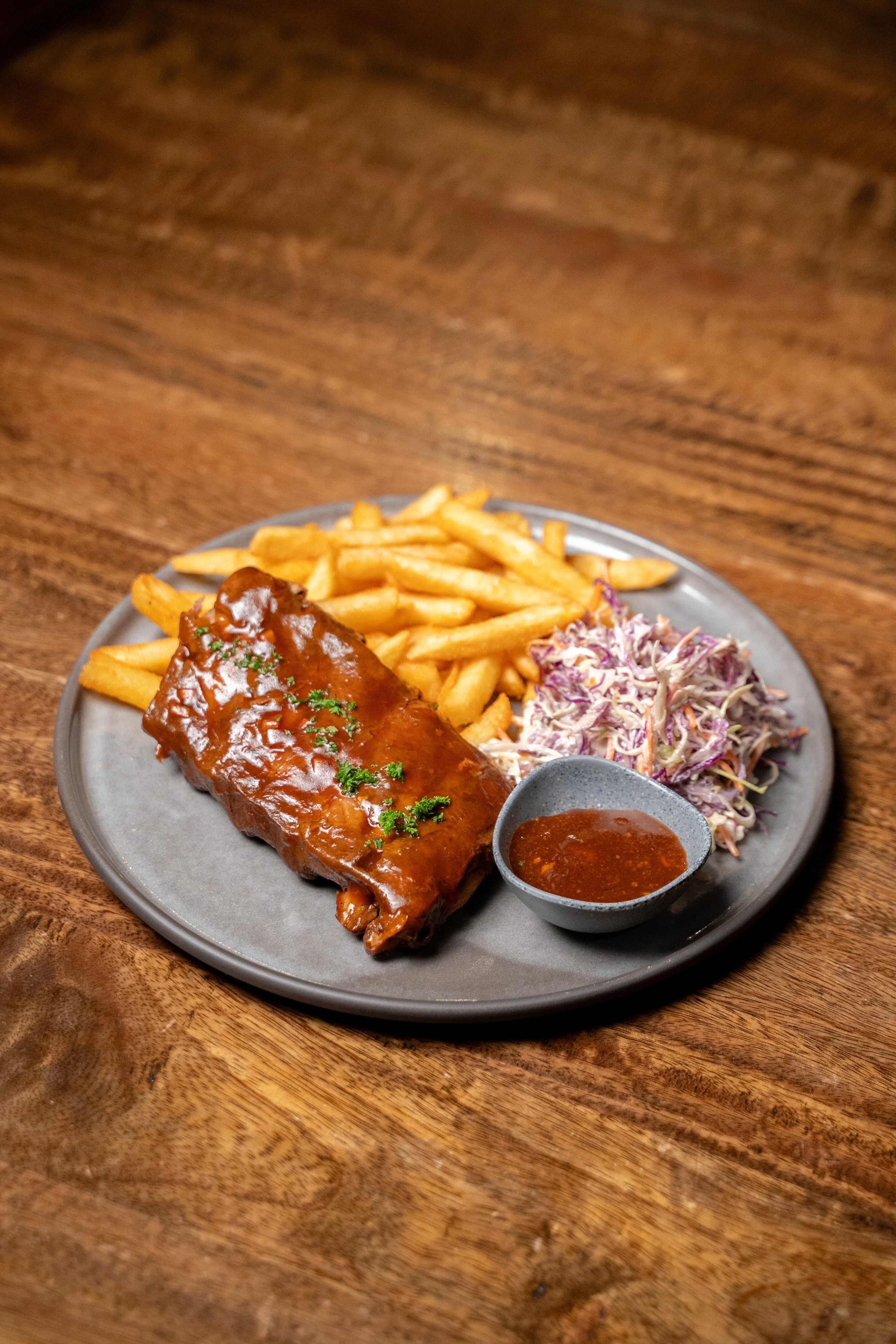 Sticky BBQ Pork Ribs served in Fortress Tavern Restaurant