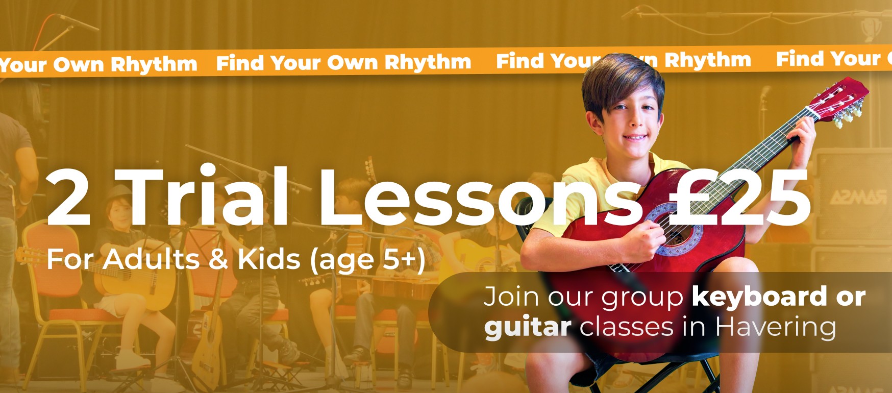 Focus Music Music advertising banner for two trial lessons for £25