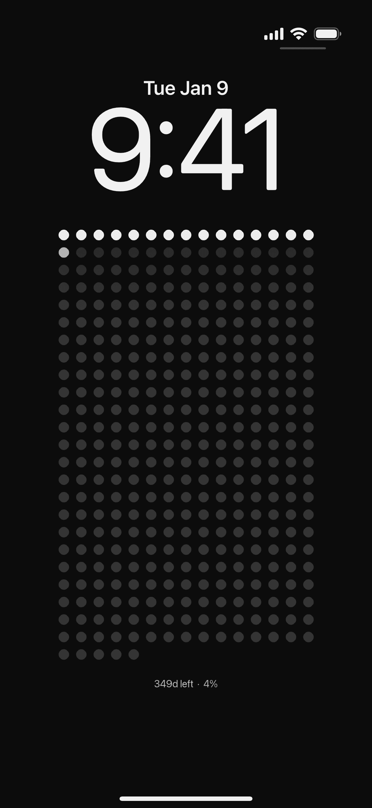 Year Calendar wallpaper on iPhone lock screen