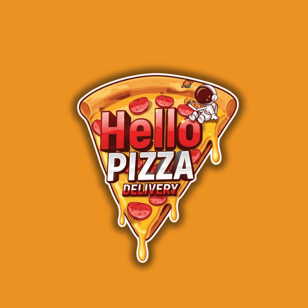 Logotipo da Hello Pizza, representando pizzaria especializada em pizzas artesanais, com identidade visual profissional e foco em qualidade e sabor.