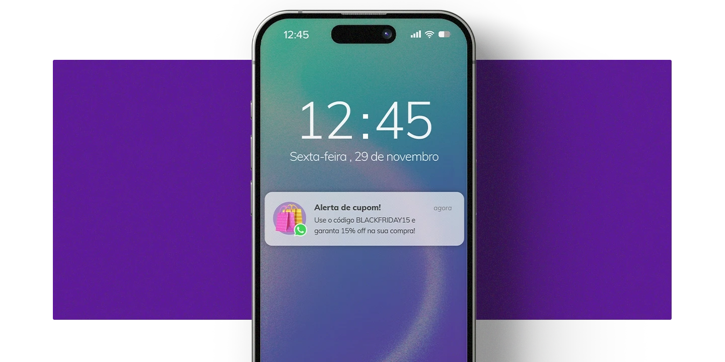 Celular com a notificação de um cupom de desconto