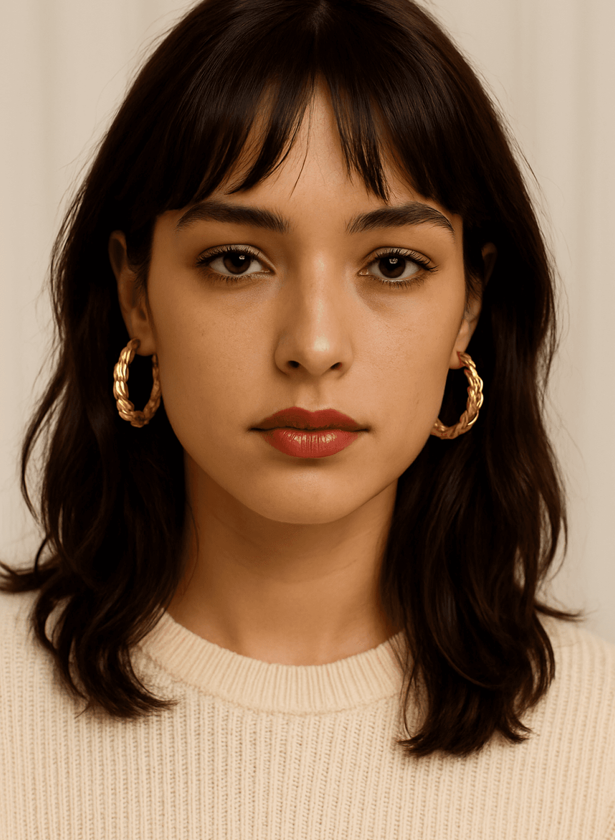 Black and white portrait of a smiling person with curly hair