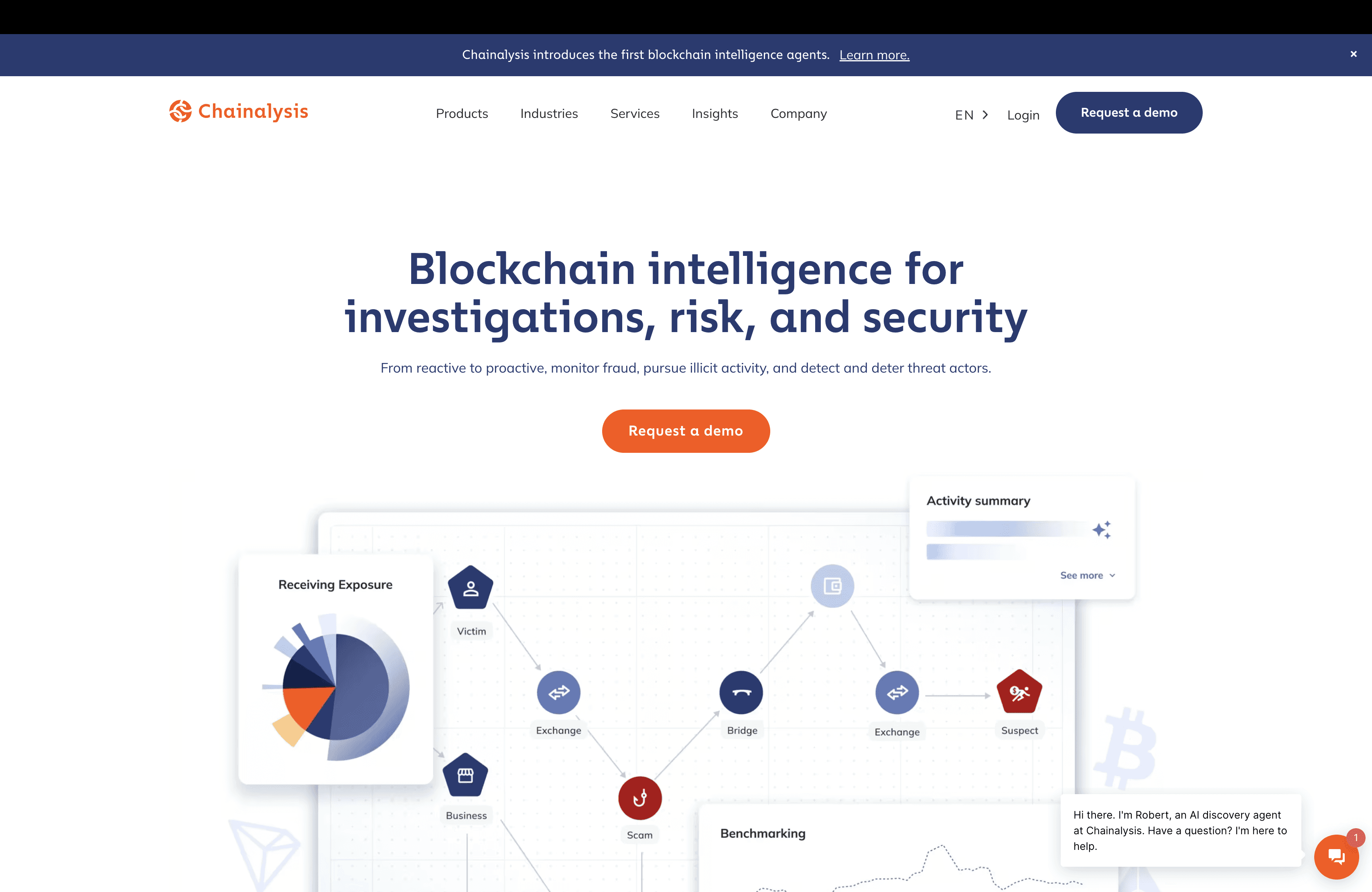 Chainalysis blockchain analytics platform homepage