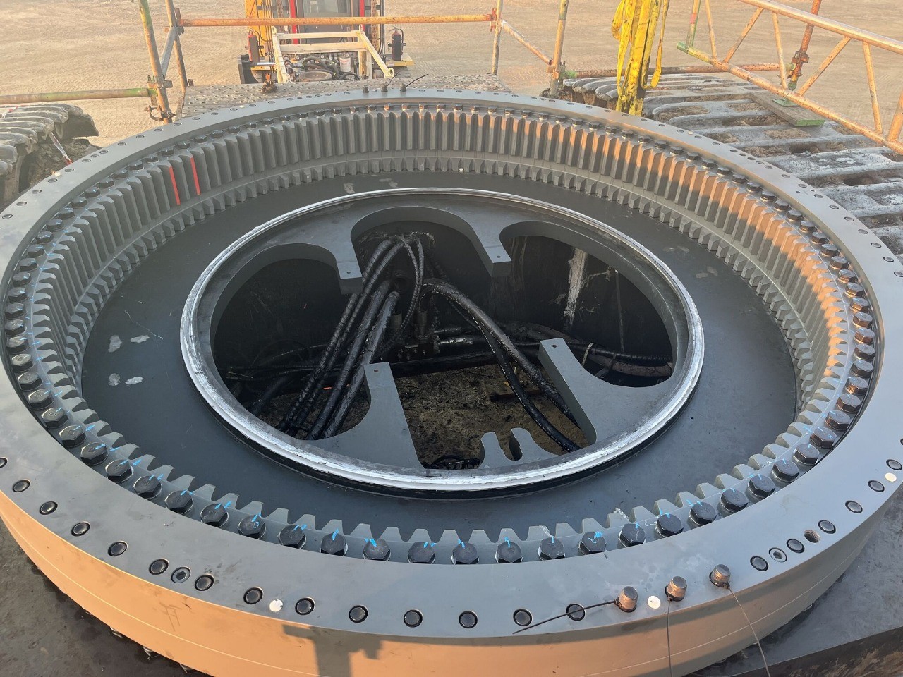 Water cascading over a large concrete dam