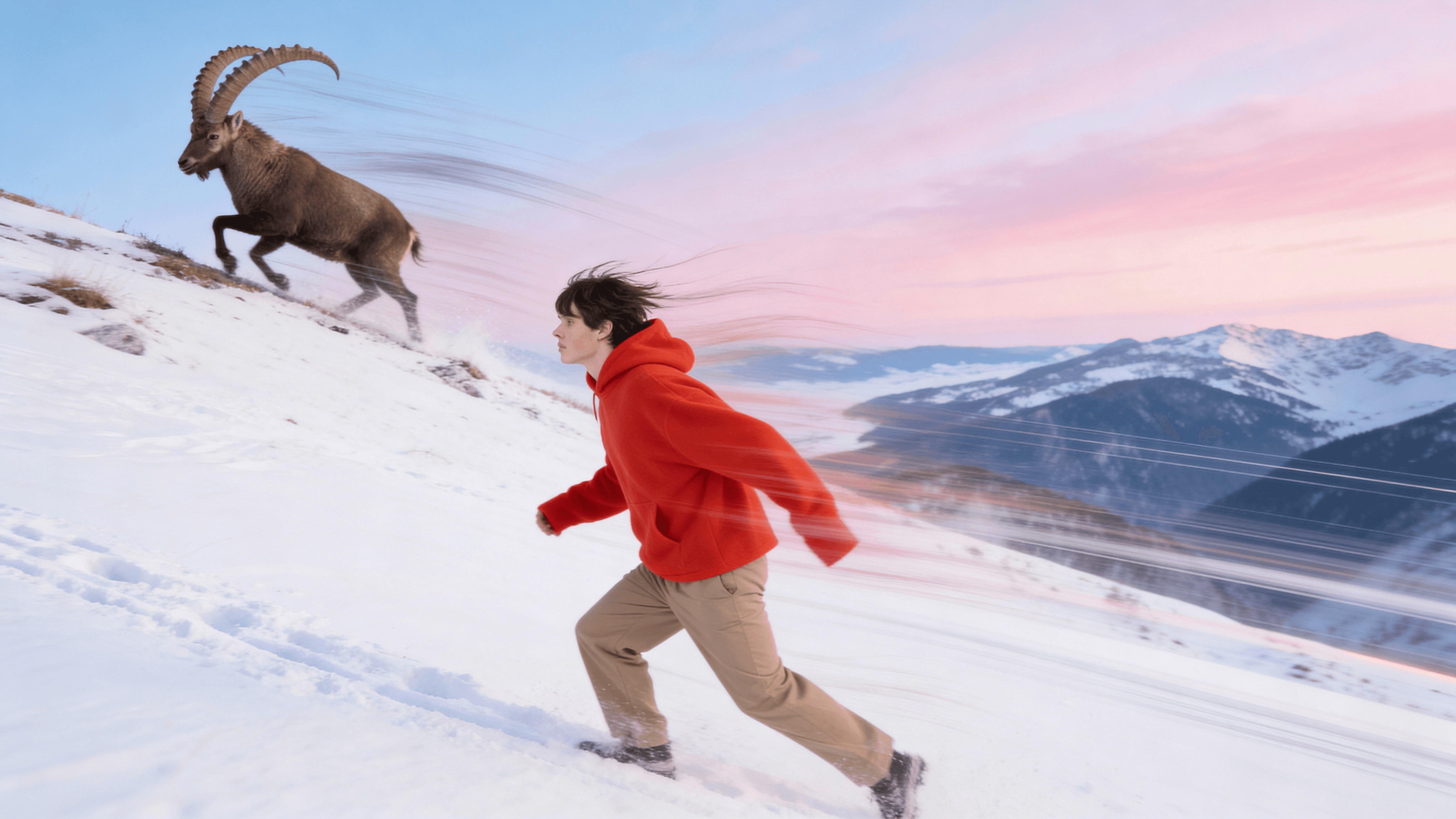 Horizontal anamorphic lens flare against whiteout, Cold color temperature spectrum, Astera Titan Tube lighting, Technical Visual System, Engineered by Aventi