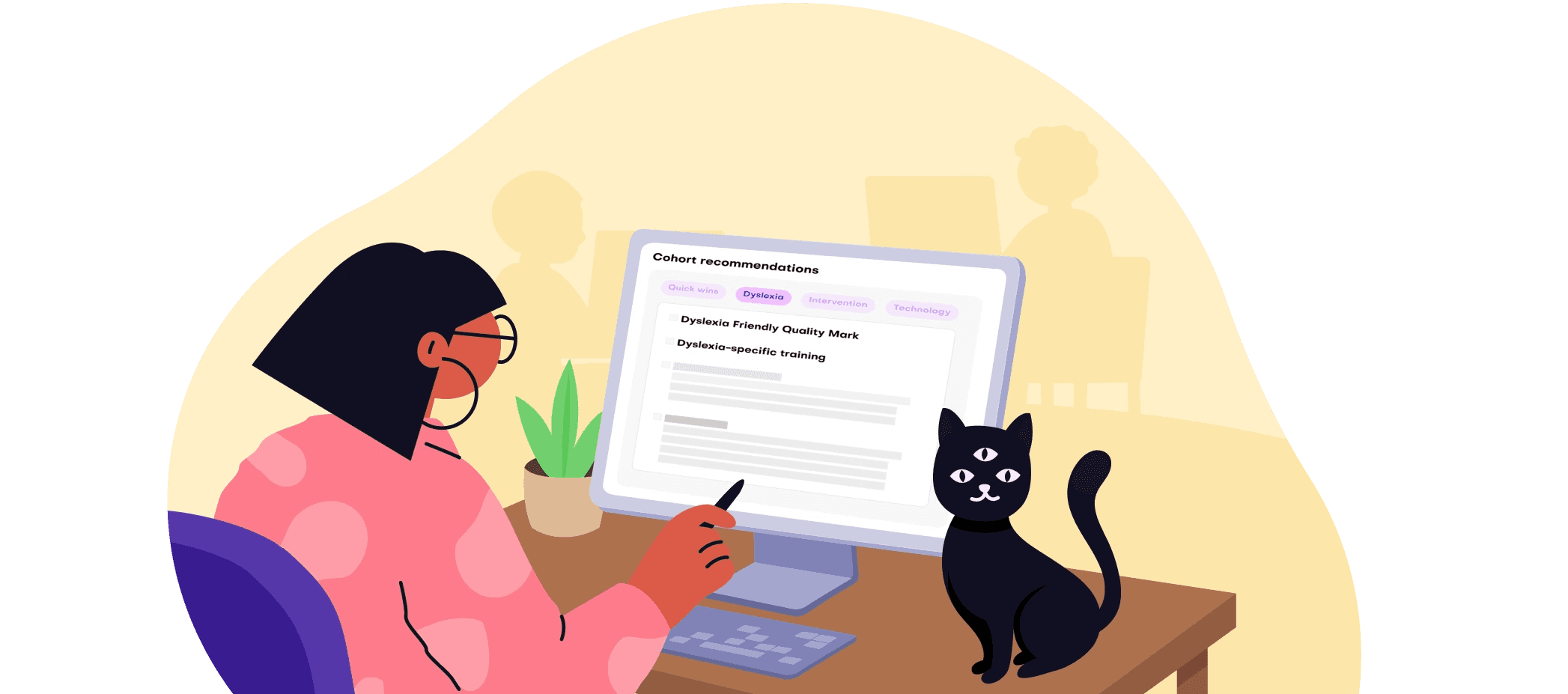 Teacher on computer viewing class trends