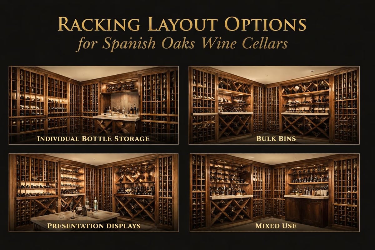 Wine cellar racking configurations