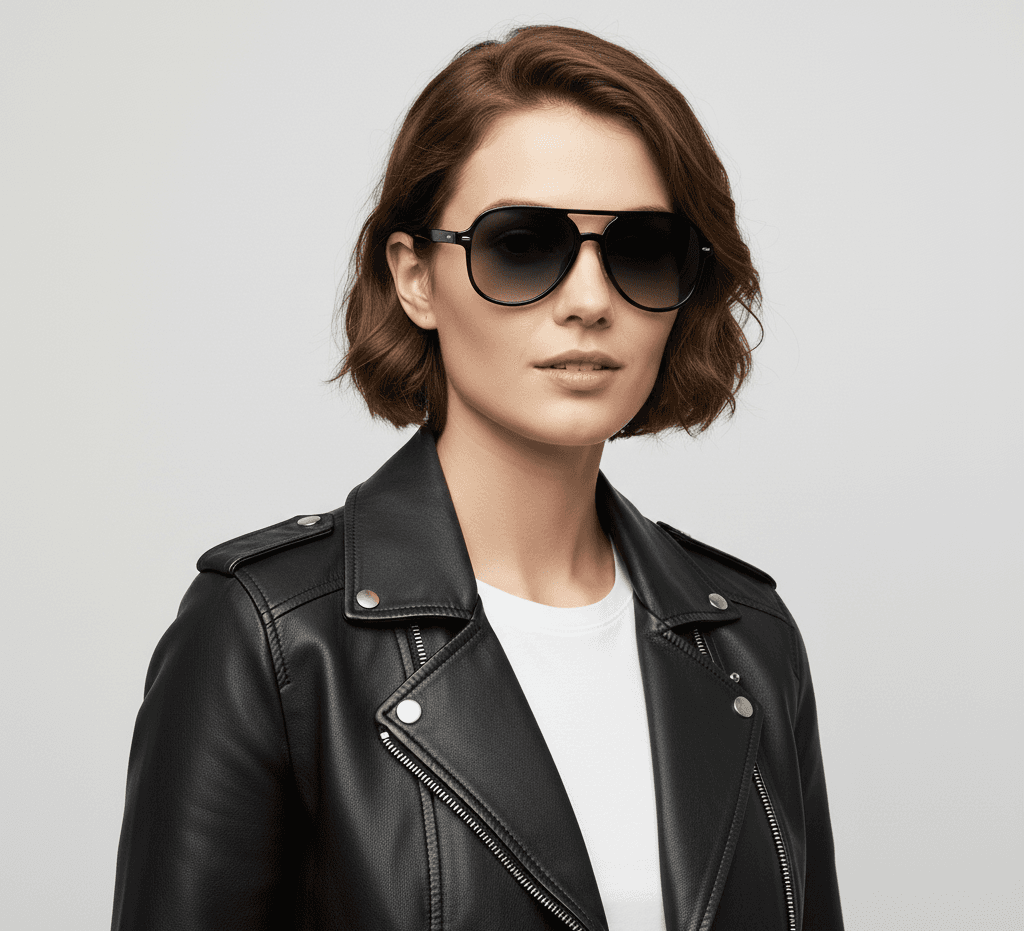 model wearing the sunglasses