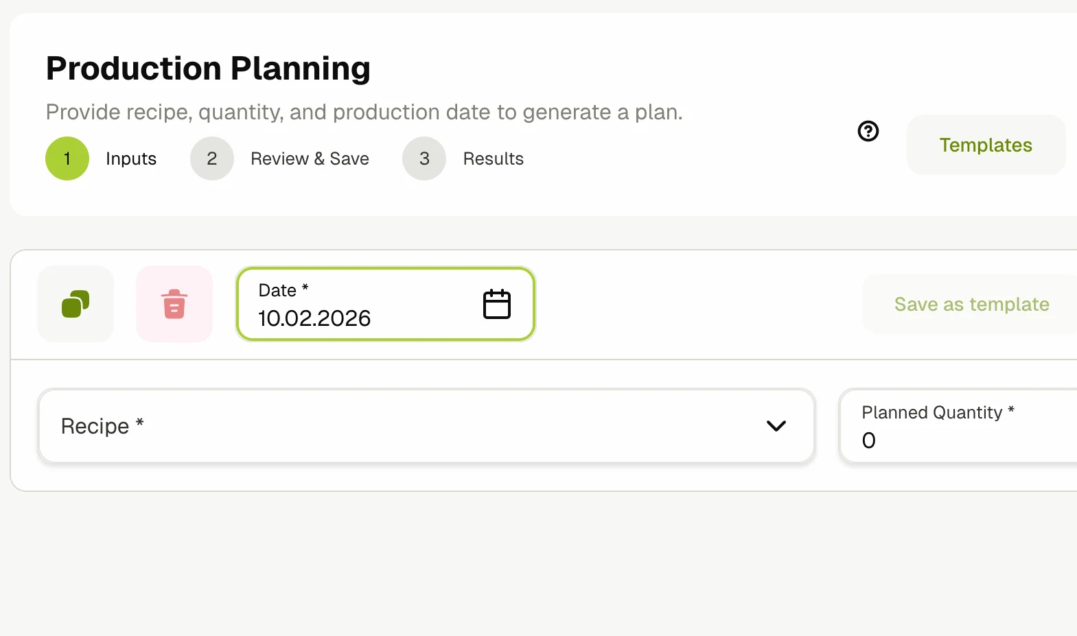 OneAvant Production dashboard displaying Artisanal Frozen Goods Store inventory list with product codes and names for tracking and workflow monitoring.