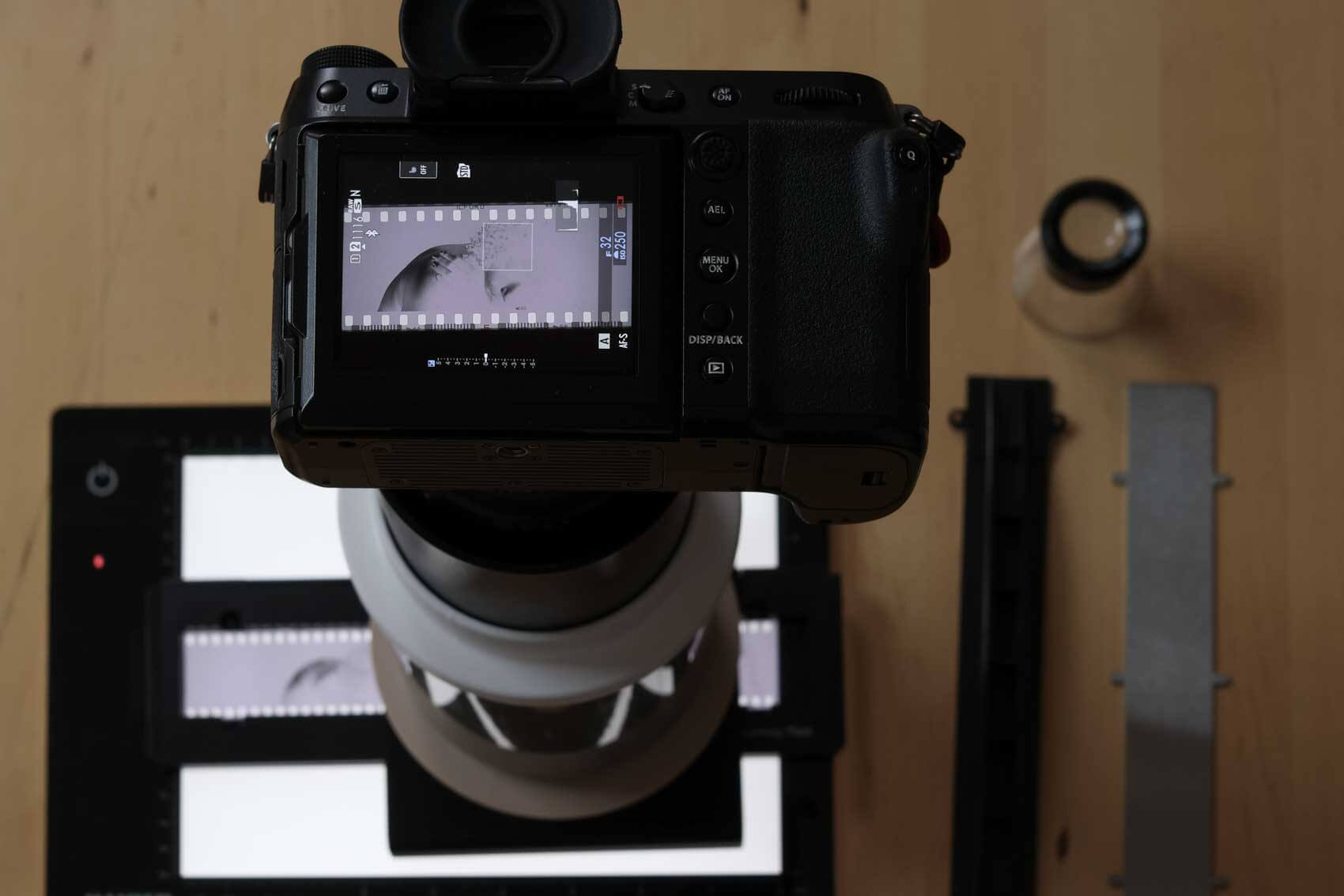 Scnning film with a camera on a table