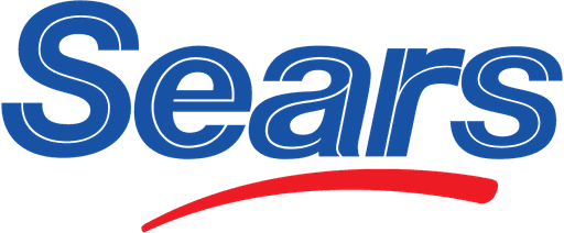 Sears logo featuring the word "Sears" in blue with a red underline, set against a light background.