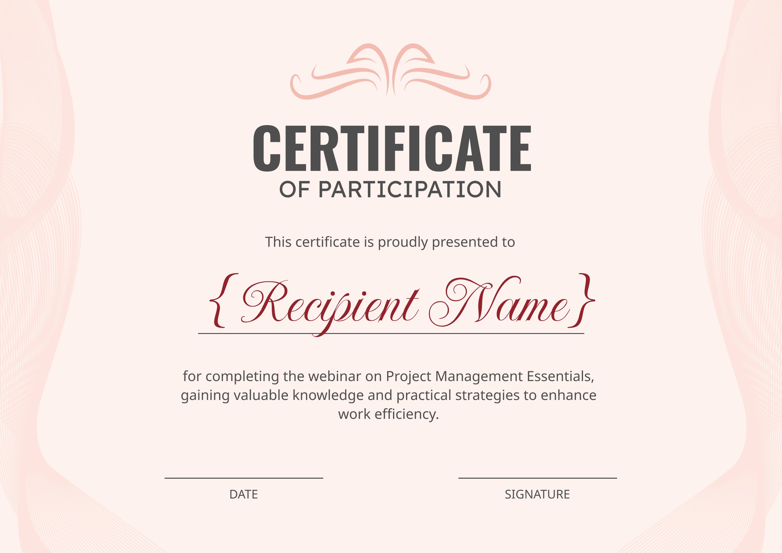 Wauld - Simple and calm webinar completion certificate template