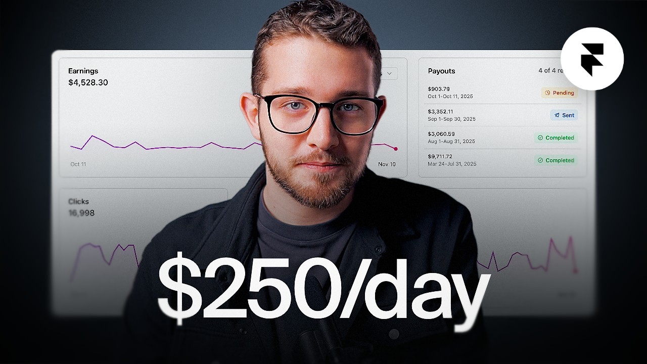 Person in front of earnings dashboard showing $250 per day